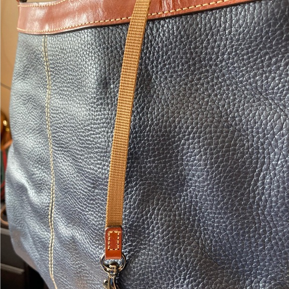 Dooney & Burke Large Blue Pebbled Leather Satchel Handbag - Picture 7 of 14